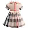 Elegant Beige Checkered Party Gown Dress for Kids: A Perfect Choice for Any Occasion