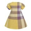 Elegant Yellow Checkered Bow Dress: British Church Style