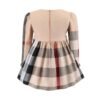 Elegant Beige Checkered Party Gown  Long sleeves Dress for Kids