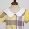 Elegant Yellow Checkered Bow Dress: British Church Style