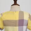 Elegant Yellow Checkered Bow Dress: British Church Style