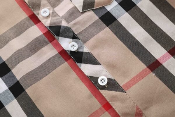 Cautoro Check Print Cotton Poplin Shirt in Beige