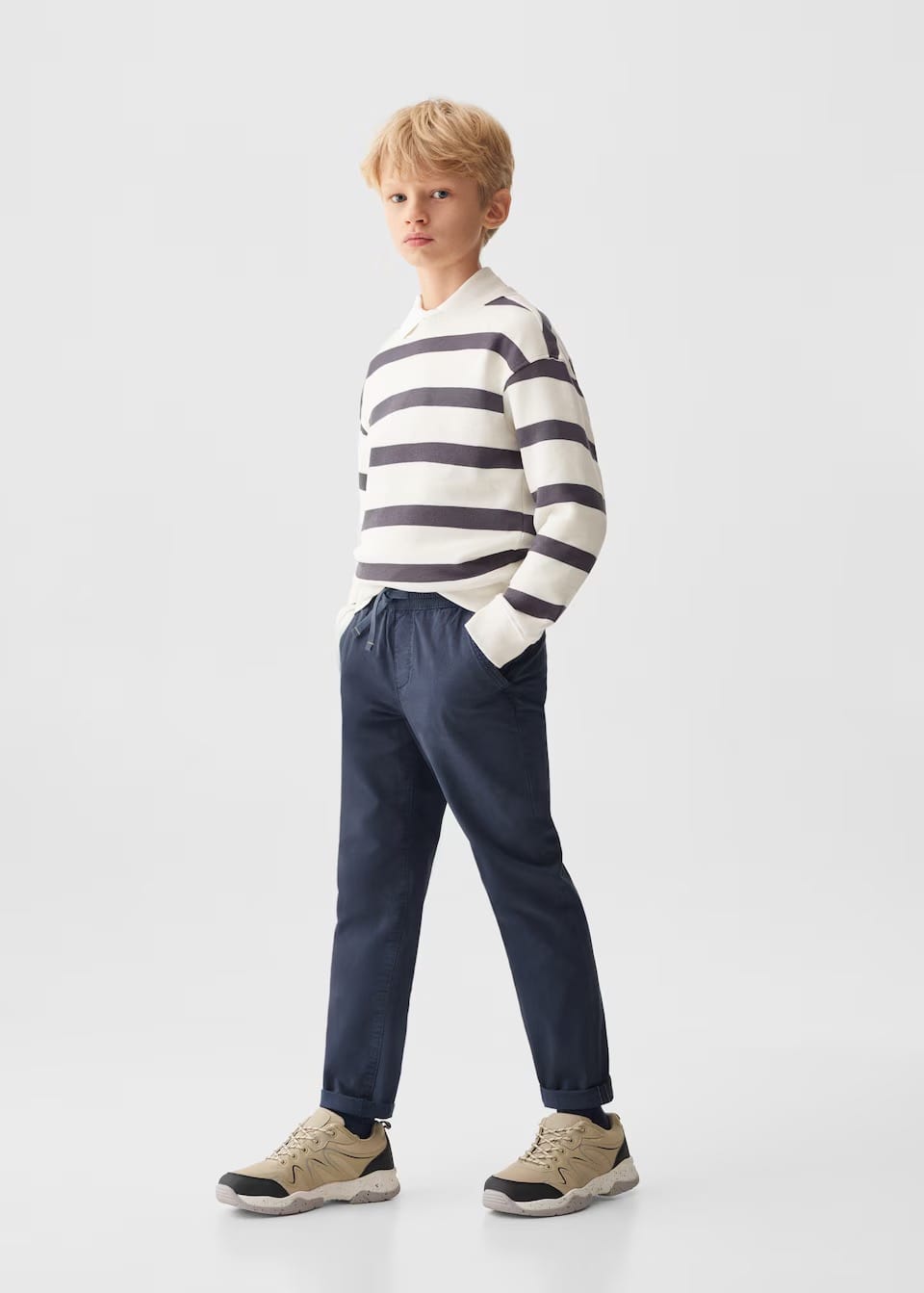 1723993855308 Cuatoro Navy Plaid Trimmed Trousers for Boys