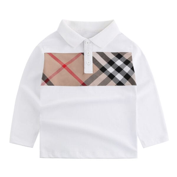 268eaa2c Timeless Elegance: Vintage Check Panel Cotton Polo Shirt for Autumn and Winter