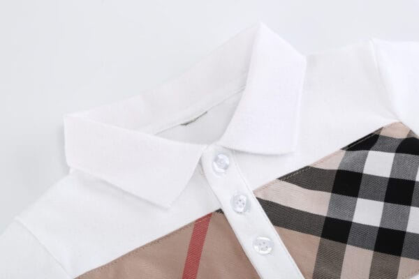 2e81ae0b Stylish and Comfortable: Boy's Devon Check Panel Short-Sleeve White Polo
