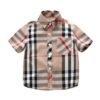 Discover the Stylish Cuatoro Kids' Check Print Stretch Cotton Poplin Shirt in Beige