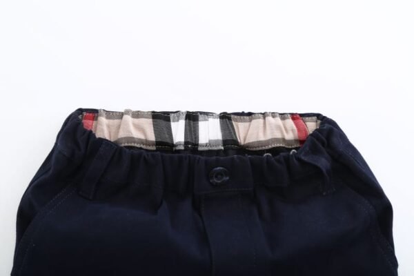 Cuatoro Navy Plaid Trimmed Trousers for Boys