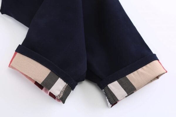 Cuatoro Navy Plaid Trimmed Trousers for Boys