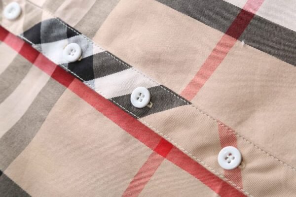 Cautoro Check Print Cotton Poplin Shirt in Beige