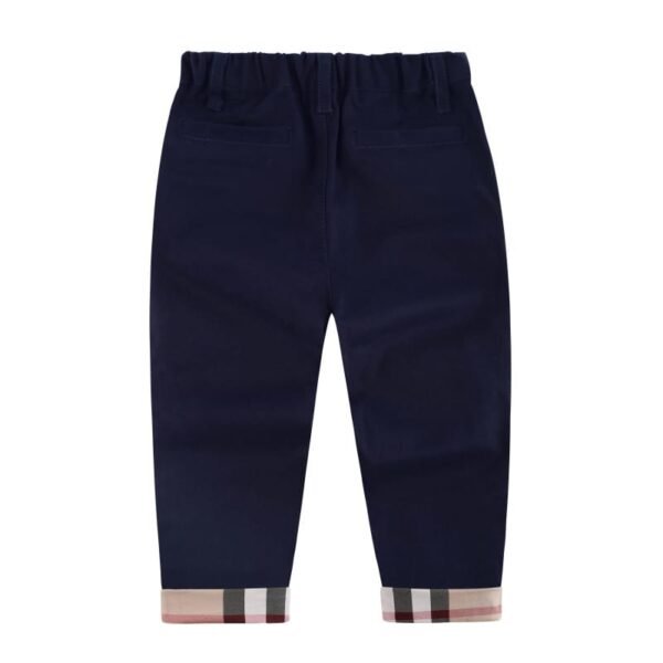 Cuatoro Navy Plaid Trimmed Trousers for Boys