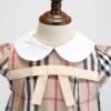 Charming Khaki Plaid Dress for Girls – 100% Cotton with Peter Pan Collar and Bow