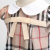 Charming Khaki Plaid Dress for Girls – 100% Cotton with Peter Pan Collar and Bow