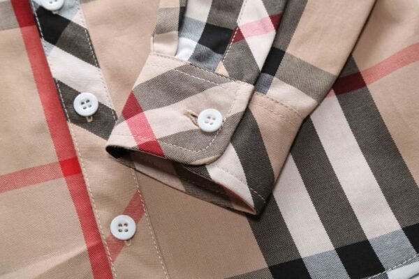 Cautoro Check Print Cotton Poplin Shirt in Beige