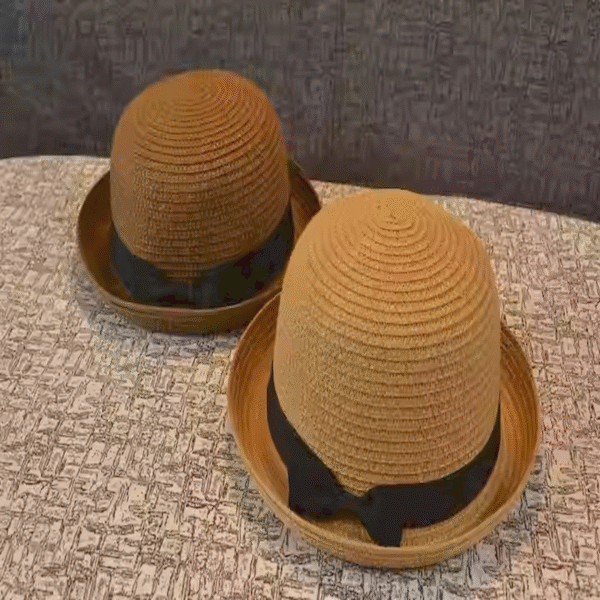 2025 British Royal Garden Straw Hat – Elegant Roll-Brim Sun Hat for Ladies and Girls