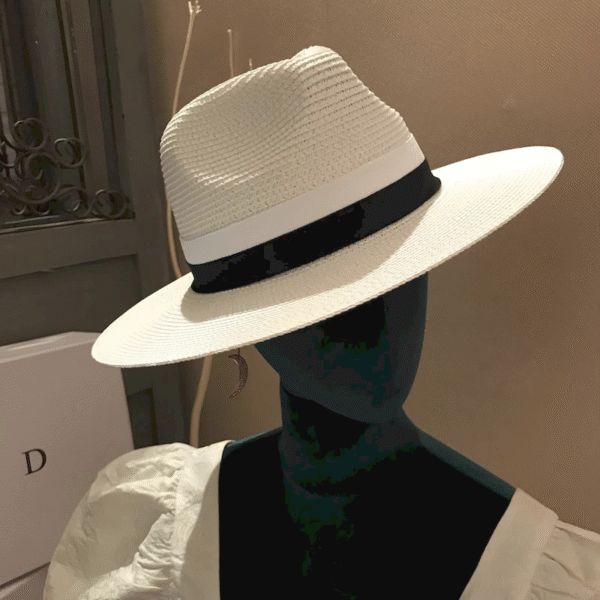 Majestà Bianca Royal-Inspired Pure White Straw Hat – Unisex Designer Hat for Youth (2025 Summer Edition)