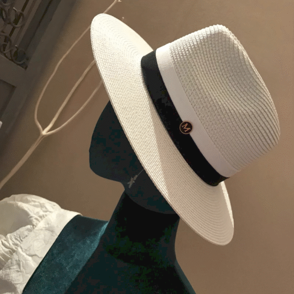 Majestà Bianca Royal-Inspired Pure White Straw Hat – Unisex Designer Hat for Youth (2025 Summer Edition)