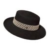 Majestà Bianca – Royal Black Wide-Brim Pearl Straw Hat for Women | Designer Summer Hat Inspired by Japanese Elegance and Italian Craft