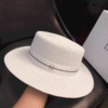 Majestà Bianca – Royal British Style Elegant Wide Brim White Straw Hat for Women | Summer Flat Top Sun Hat