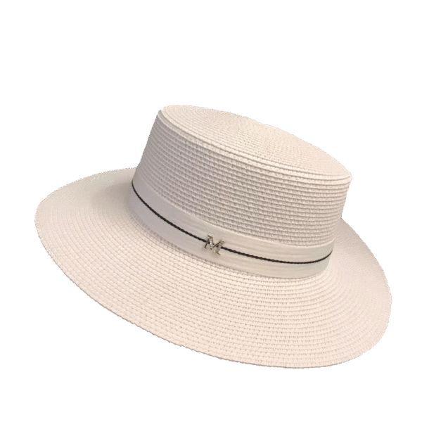 Majestà Bianca – Royal British Style Elegant Wide Brim White Straw Hat for Women | Summer Flat Top Sun Hat
