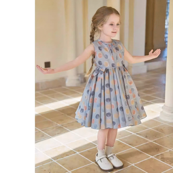 Royal British Garden Style Dress – Elegant Cotton Princess Dress for Girls