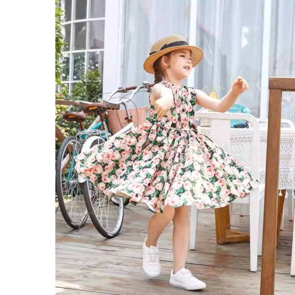 Royal British Garden Style Dress – Elegant Cotton Princess Dress for Girls